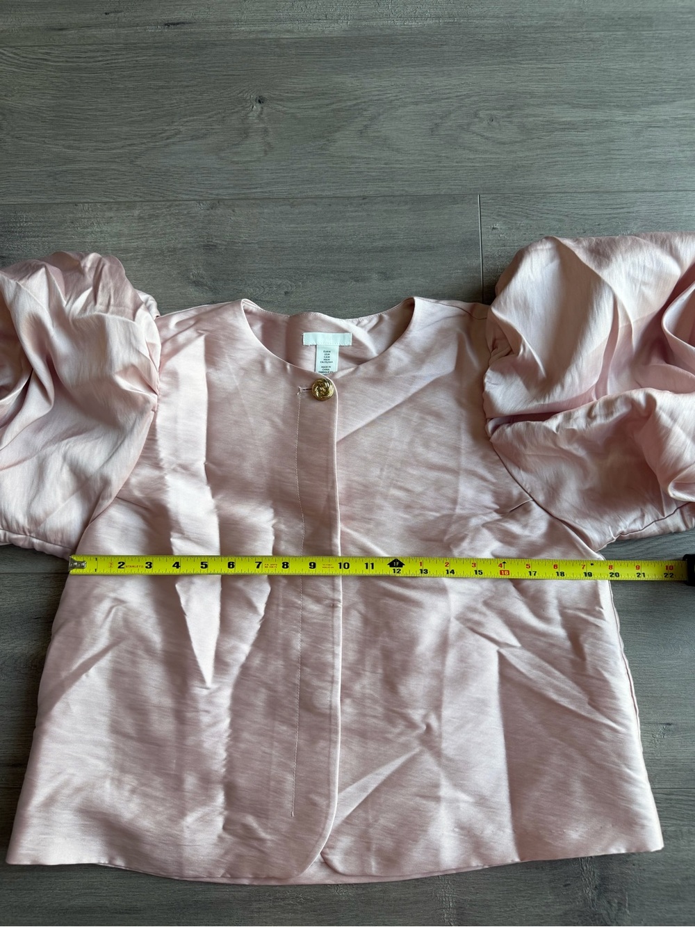 NWT H&M BALLOON-SLEEVED BLOUSE - light pink - size medium - Picture 3 of 5